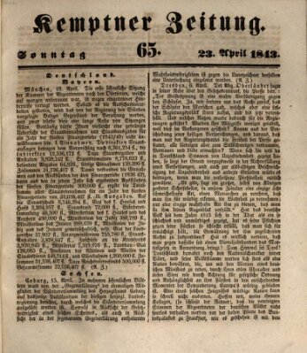 Kemptner Zeitung Sonntag 23. April 1843