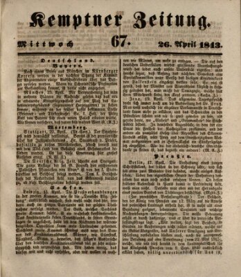 Kemptner Zeitung Mittwoch 26. April 1843