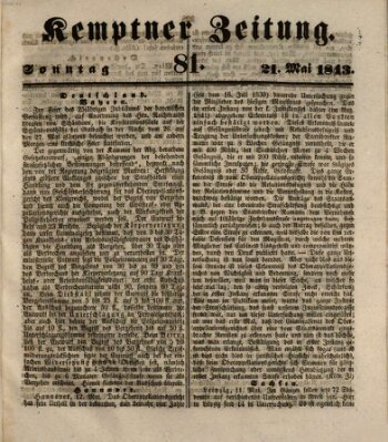 Kemptner Zeitung Sonntag 21. Mai 1843