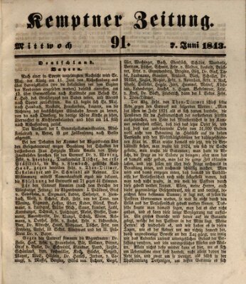 Kemptner Zeitung Mittwoch 7. Juni 1843