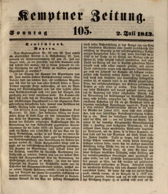 Kemptner Zeitung Sonntag 2. Juli 1843