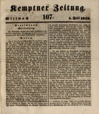 Kemptner Zeitung Mittwoch 5. Juli 1843