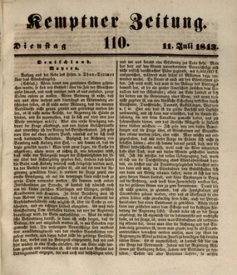 Kemptner Zeitung Dienstag 11. Juli 1843