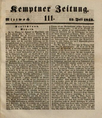 Kemptner Zeitung Mittwoch 12. Juli 1843