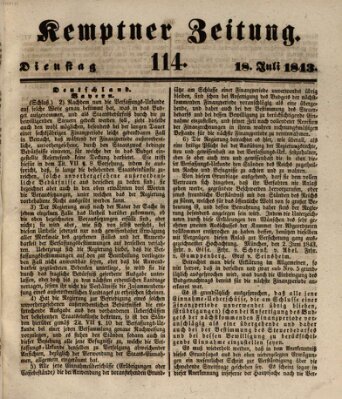 Kemptner Zeitung Dienstag 18. Juli 1843