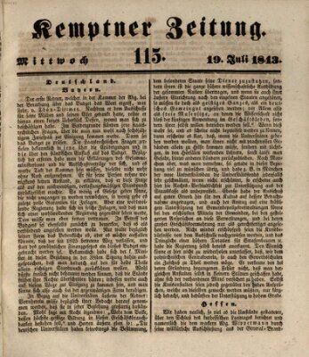 Kemptner Zeitung Mittwoch 19. Juli 1843