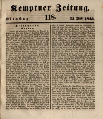 Kemptner Zeitung Dienstag 25. Juli 1843