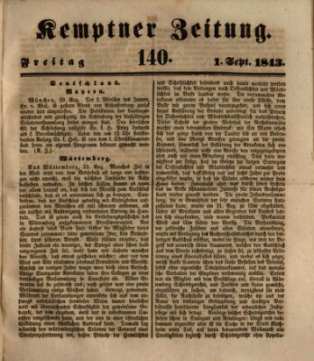 Kemptner Zeitung Freitag 1. September 1843