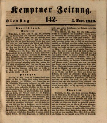 Kemptner Zeitung Dienstag 5. September 1843