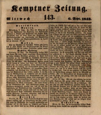 Kemptner Zeitung Mittwoch 6. September 1843