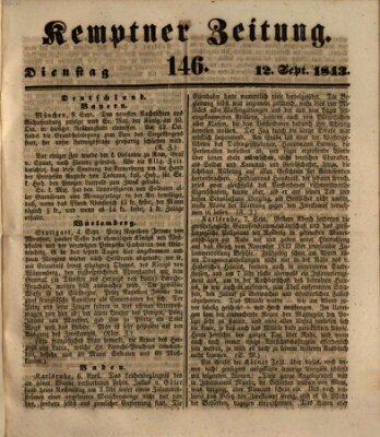 Kemptner Zeitung Dienstag 12. September 1843