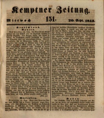 Kemptner Zeitung Mittwoch 20. September 1843