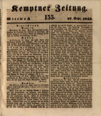 Kemptner Zeitung Mittwoch 27. September 1843