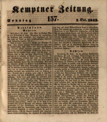 Kemptner Zeitung Sonntag 1. Oktober 1843