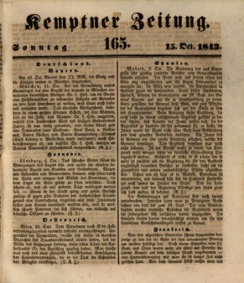 Kemptner Zeitung Sonntag 15. Oktober 1843