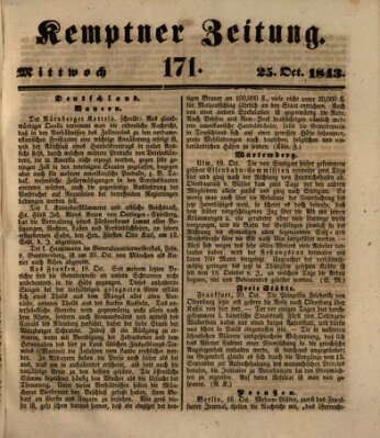 Kemptner Zeitung Mittwoch 25. Oktober 1843