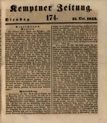 Kemptner Zeitung Dienstag 31. Oktober 1843