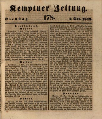 Kemptner Zeitung Dienstag 7. November 1843