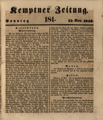 Kemptner Zeitung Sonntag 12. November 1843