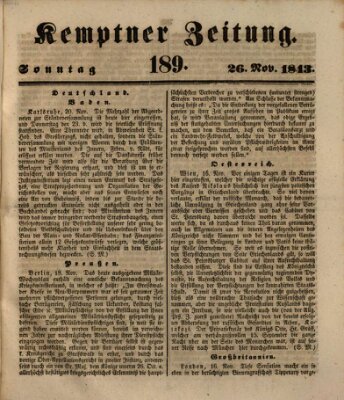 Kemptner Zeitung Sonntag 26. November 1843