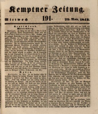 Kemptner Zeitung Mittwoch 29. November 1843