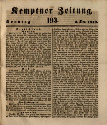 Kemptner Zeitung Sonntag 3. Dezember 1843