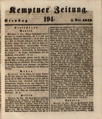 Kemptner Zeitung Dienstag 5. Dezember 1843