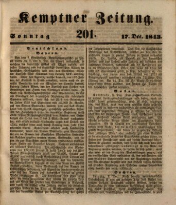 Kemptner Zeitung Sonntag 17. Dezember 1843