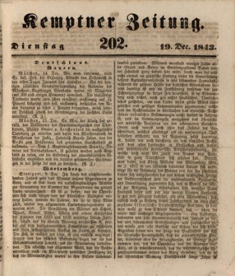 Kemptner Zeitung Dienstag 19. Dezember 1843