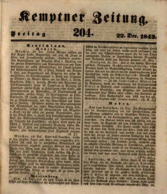 Kemptner Zeitung Freitag 22. Dezember 1843