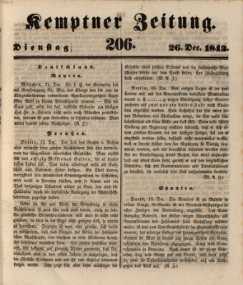 Kemptner Zeitung Dienstag 26. Dezember 1843