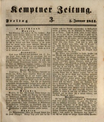 Kemptner Zeitung Freitag 5. Januar 1844