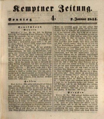 Kemptner Zeitung Sonntag 7. Januar 1844