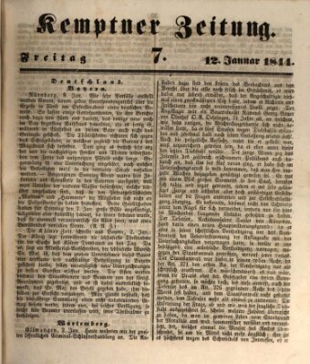 Kemptner Zeitung Freitag 12. Januar 1844