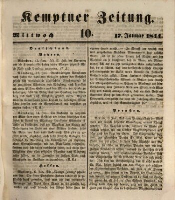 Kemptner Zeitung Mittwoch 17. Januar 1844