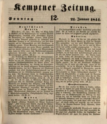 Kemptner Zeitung Sonntag 21. Januar 1844