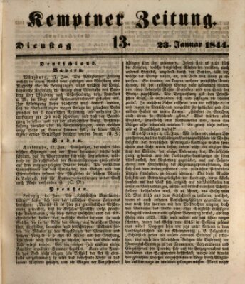 Kemptner Zeitung Dienstag 23. Januar 1844