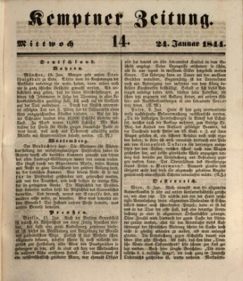 Kemptner Zeitung Mittwoch 24. Januar 1844