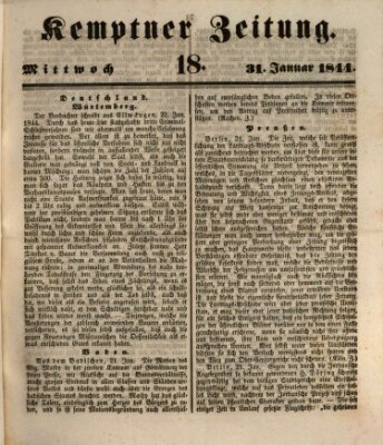 Kemptner Zeitung Mittwoch 31. Januar 1844