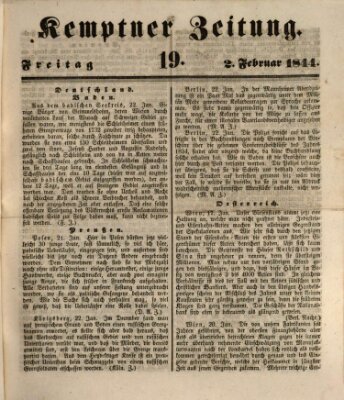 Kemptner Zeitung Dienstag 2. Januar 1844