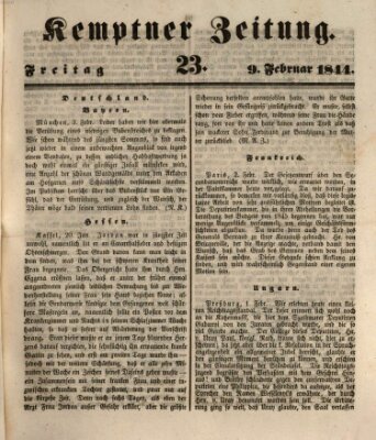 Kemptner Zeitung Freitag 9. Februar 1844