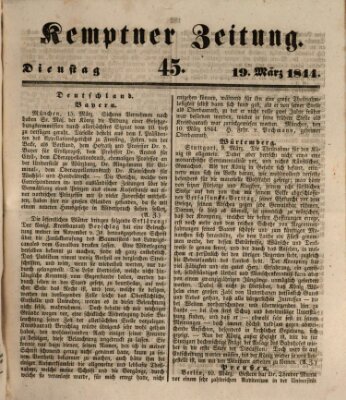 Kemptner Zeitung Dienstag 19. März 1844