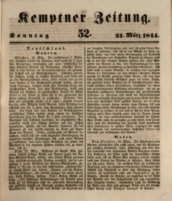 Kemptner Zeitung Sonntag 31. März 1844