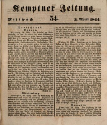 Kemptner Zeitung Mittwoch 3. April 1844