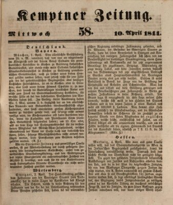 Kemptner Zeitung Mittwoch 10. April 1844