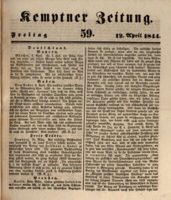 Kemptner Zeitung Freitag 12. April 1844