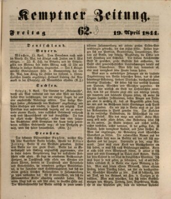 Kemptner Zeitung Freitag 19. April 1844