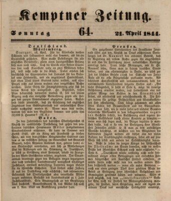 Kemptner Zeitung Sonntag 21. April 1844