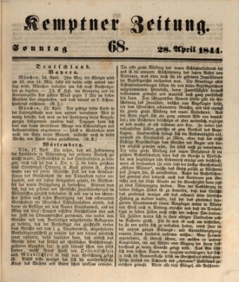 Kemptner Zeitung Sonntag 28. April 1844