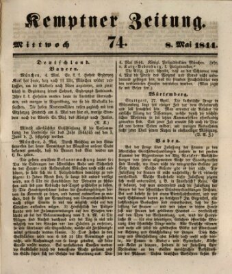 Kemptner Zeitung Mittwoch 8. Mai 1844